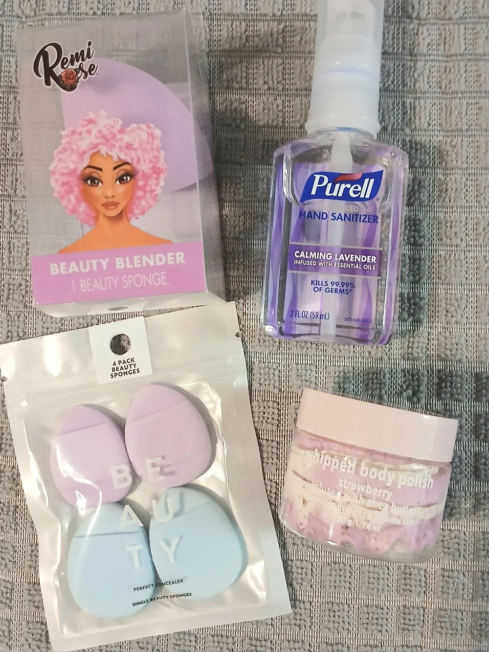 Self Care Lilac Makeup Bag with White Chenille 'STUFF' Patch